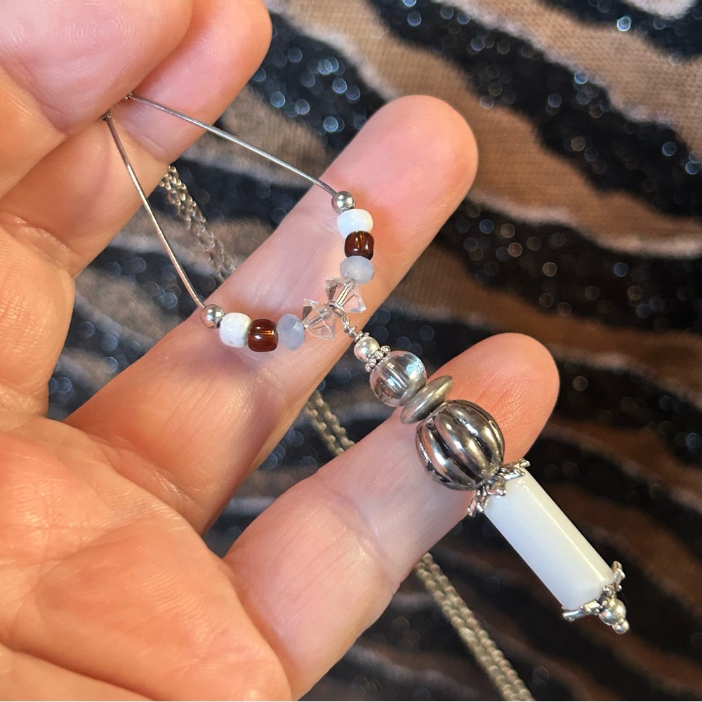 Handcrafted vintage bead changeable charm pendant on chain necklace